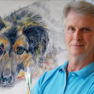 Wayne Elliott with Drawing of dog