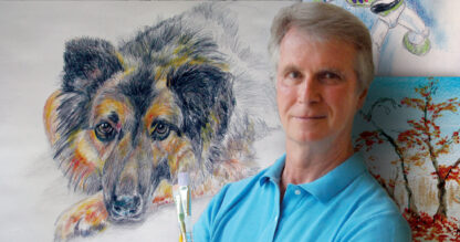 Wayne Elliott with Drawing of dog