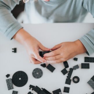 Child building LEGO