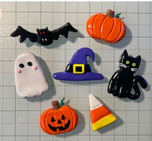 colourful halloween clay figures