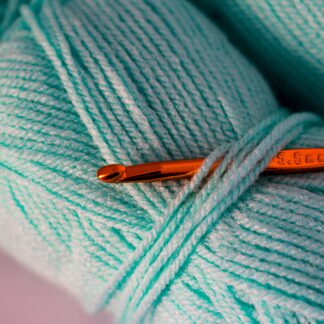crochet hook and yarn