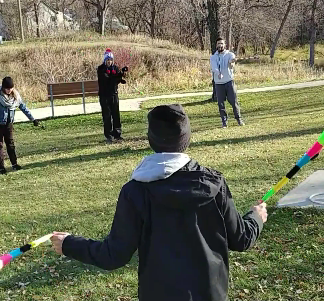 group using poi in the park